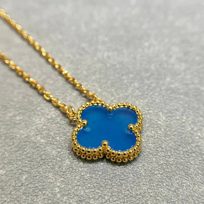 [Select]CLOVER 15MM BLUE AGATE NECKLACE