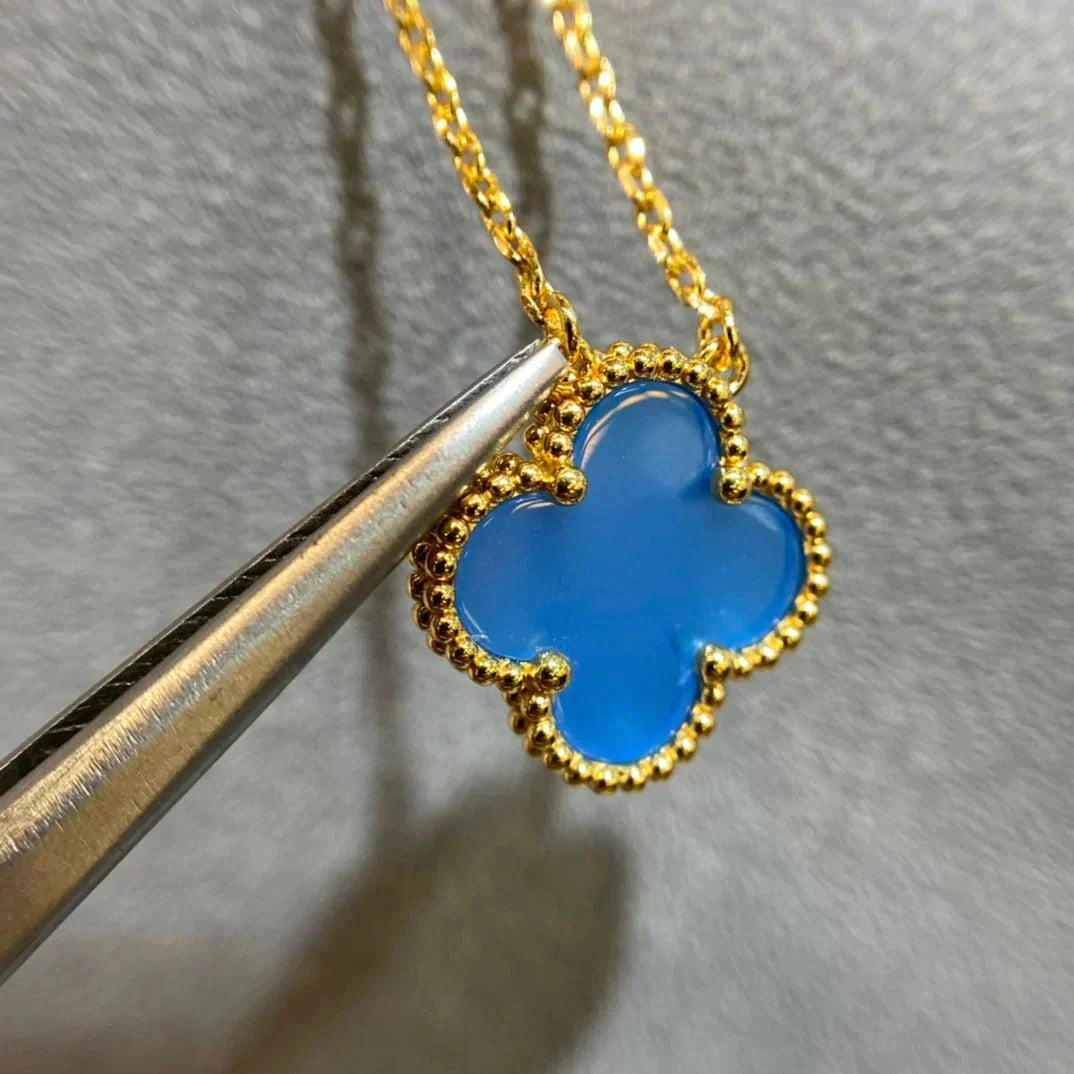 [Select]CLOVER 15MM BLUE AGATE NECKLACE