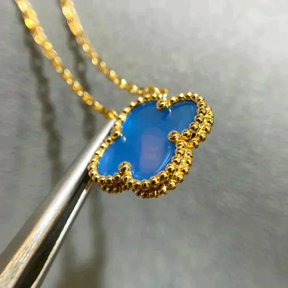 [Select]CLOVER 15MM BLUE AGATE NECKLACE