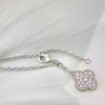 [Select]CLOVER 5 MOTIFS SILVER DIAMONDS NECKLACE
