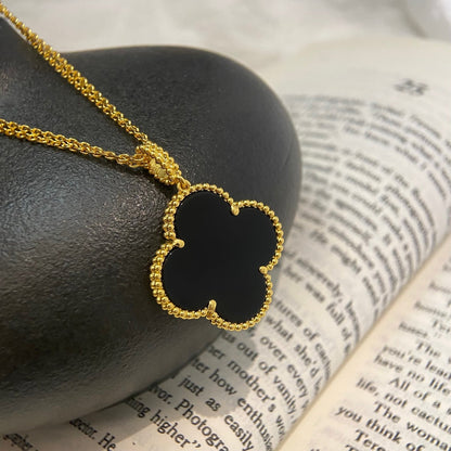 [Select]CLOVER 25MM NECKLACE GOLD ONYX