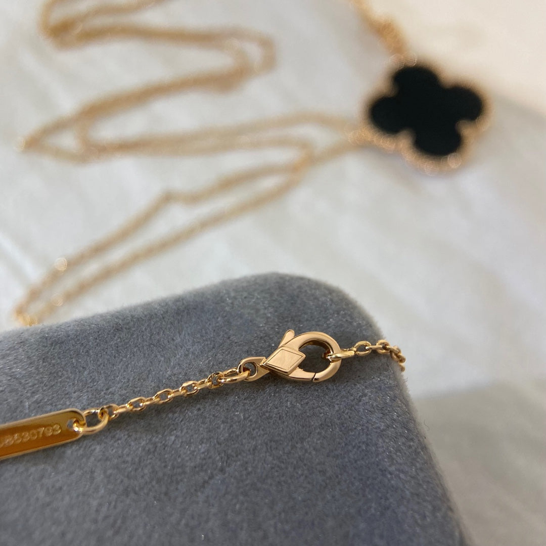 [Select]CLOVER 25MM NECKLACE GOLD ONYX