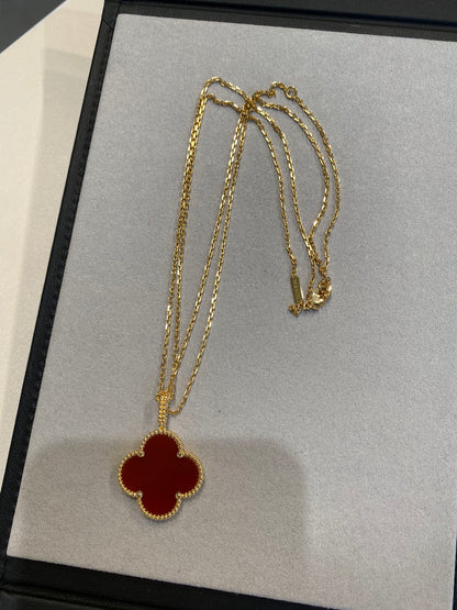[Select]CLOVER 25MM NECKLACE GOLD CARNELIAN