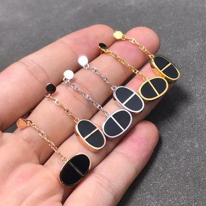 [Select]CHAINE VERSO BLACK CERAMIC SILVER EARRINGS