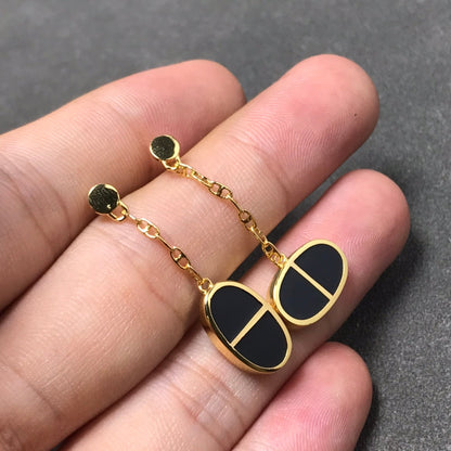 [Select]CHAINE VERSO BLACK CERAMIC SILVER EARRINGS