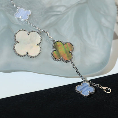 [Select]CLOVER BRACELET 5 MOTIFS MOP CHALCEDONY SILVER