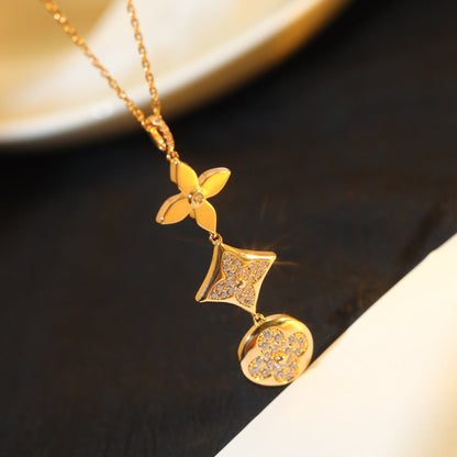[Select]STAR AND SUN DIAMOND PINK GOLD NECKLACE