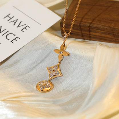 [Select]STAR AND SUN DIAMOND PINK GOLD NECKLACE