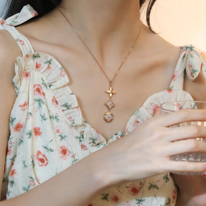 [Select]STAR AND SUN DIAMOND PINK GOLD NECKLACE