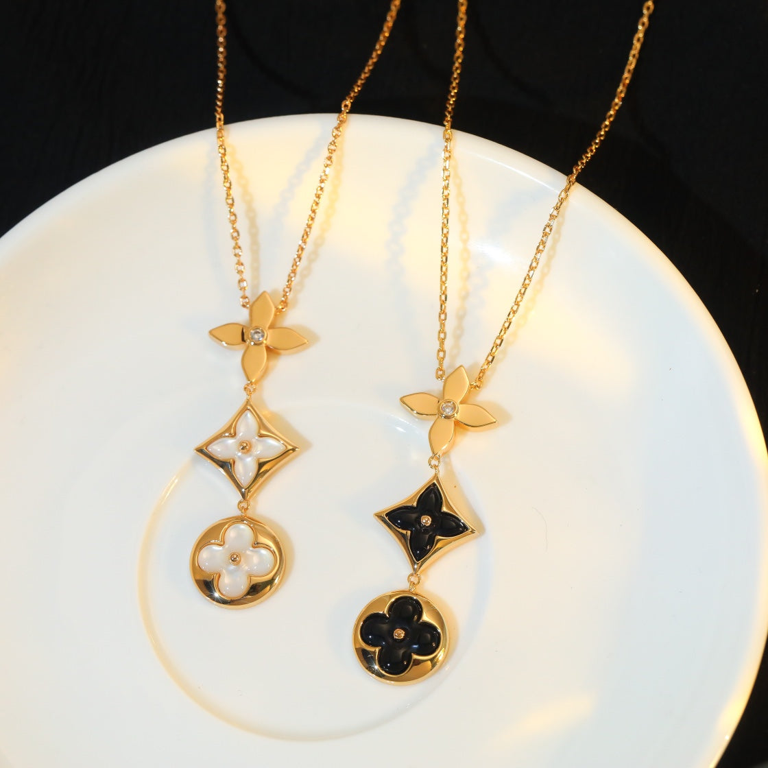 [Select]STAR AND SUN ONYX PINK GOLD NECKLACE