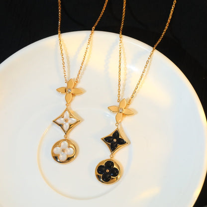 [Select]STAR AND SUN ONYX PINK GOLD NECKLACE