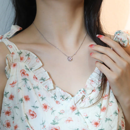 [Select]SUN PEDANT PINK GOLD 1 DIAMOND NECKLACE