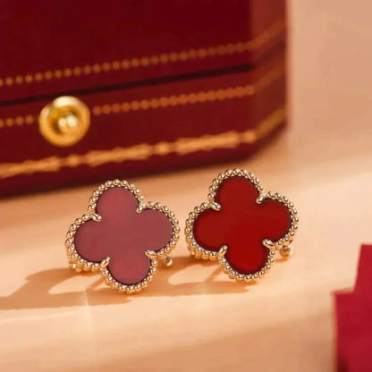 [Select]CLOVER MEDIUM 1 MOTIFS CARNELIAN  EARRINGS