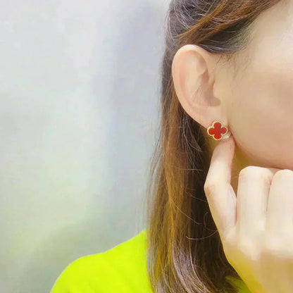 [Select]CLOVER MEDIUM 1 MOTIFS CARNELIAN  EARRINGS