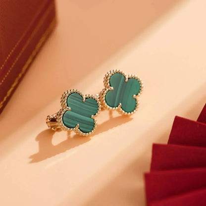 [Select]CLOVER MEDIUM 1 MOTIFS MALACHITE  EARRINGS