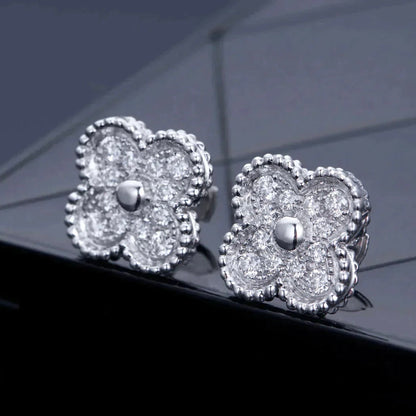 [Select]CLOVER 1 MOTIFS DIAMOND STUD EARRINGS SILVER