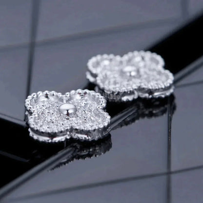 [Select]CLOVER 1 MOTIFS DIAMOND STUD EARRINGS SILVER