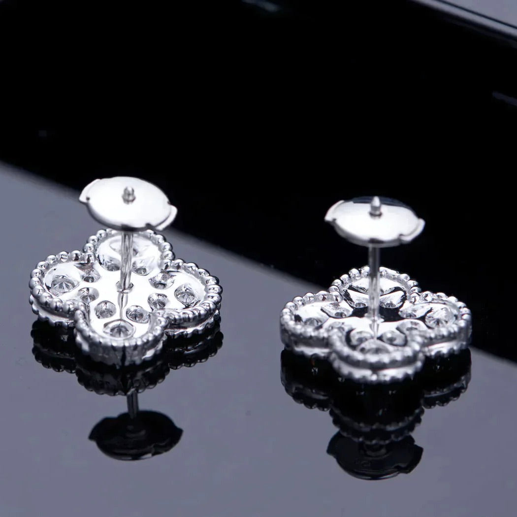 [Select]CLOVER 1 MOTIFS DIAMOND STUD EARRINGS SILVER
