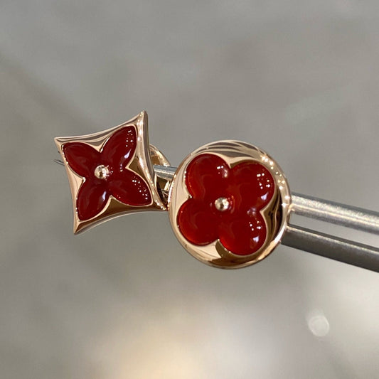 [Select]STAR AND SUN PINK GOLD CARNELIAN STUD EARRINGS