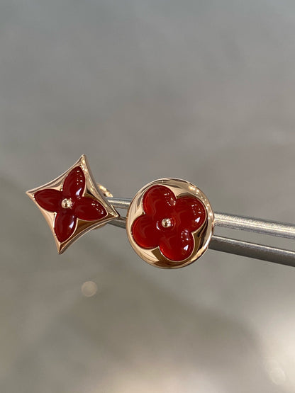 [Select]STAR AND SUN PINK GOLD CARNELIAN STUD EARRINGS