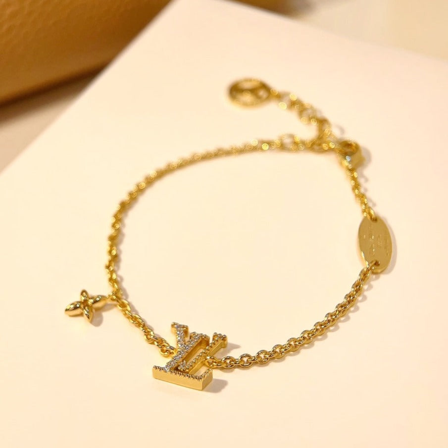 [Select]LOGO STAR MOTIF GOLD BRACELET