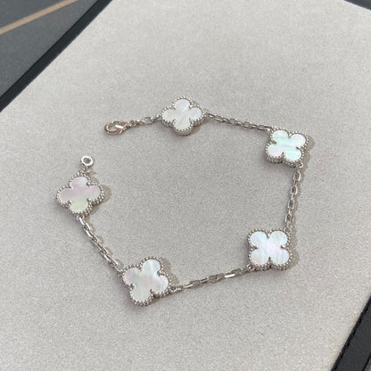 [Select]CLOVER WHITE PEARL MOP 5 MOTIF BRACELET COLLECTION
