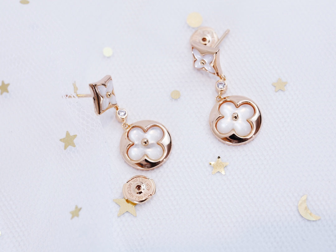 [Select]STAR AND SUN PINK GOLD MOP DROP EARRINGS