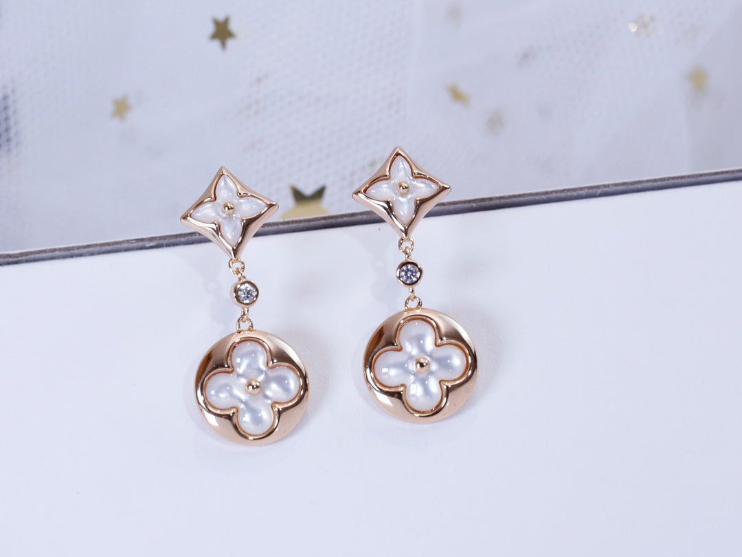 [Select]STAR AND SUN PINK GOLD MOP DROP EARRINGS