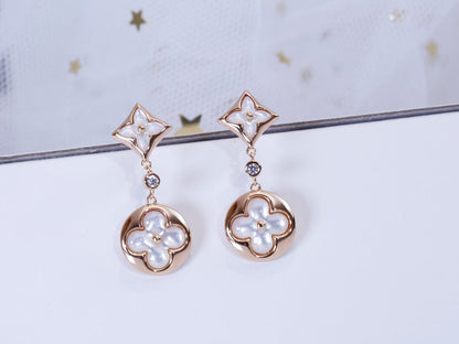 [Select]STAR AND SUN PINK GOLD MOP DROP EARRINGS
