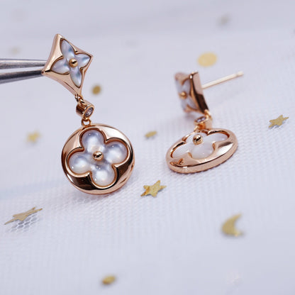 [Select]STAR AND SUN PINK GOLD MOP DROP EARRINGS