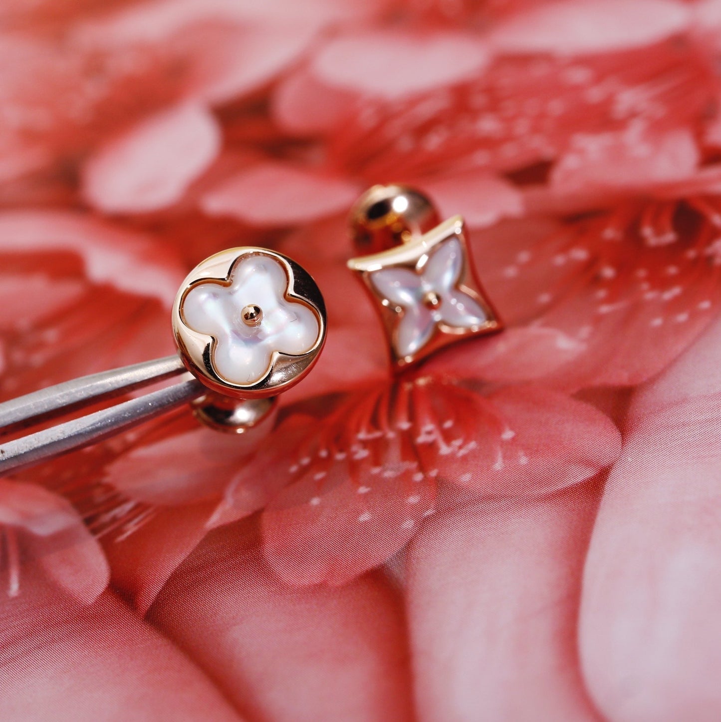 [Select]STAR AND SUN PINK GOLD MOP STUD EARRINGS