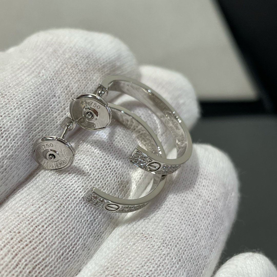 [Select]LOVE DIAMOND SILVER HOOP EARRINGS