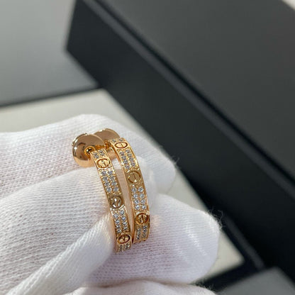 [Select]LOVE DIAMOND PINK GOLD HOOP EARRINGS