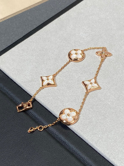 [Select]STAR AND SUN 5 MOTIF MOP PINK GOLD BRACELET