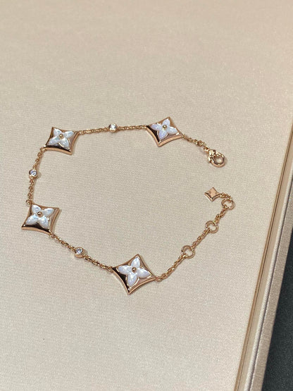 [Select]STAR 4 MOTIF MOP DIAMOND PINK GOLD BRACELET