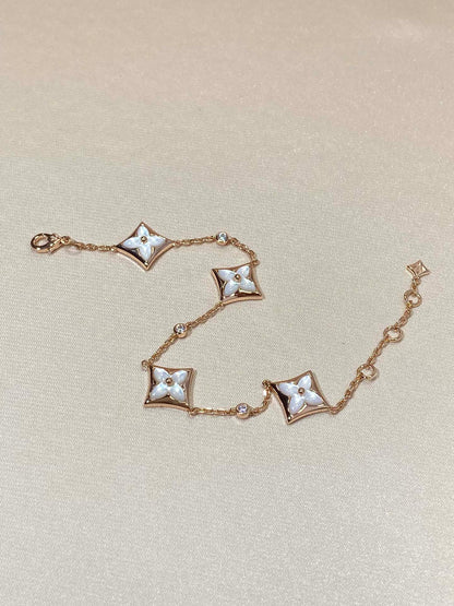 [Select]STAR 4 MOTIF MOP DIAMOND PINK GOLD BRACELET