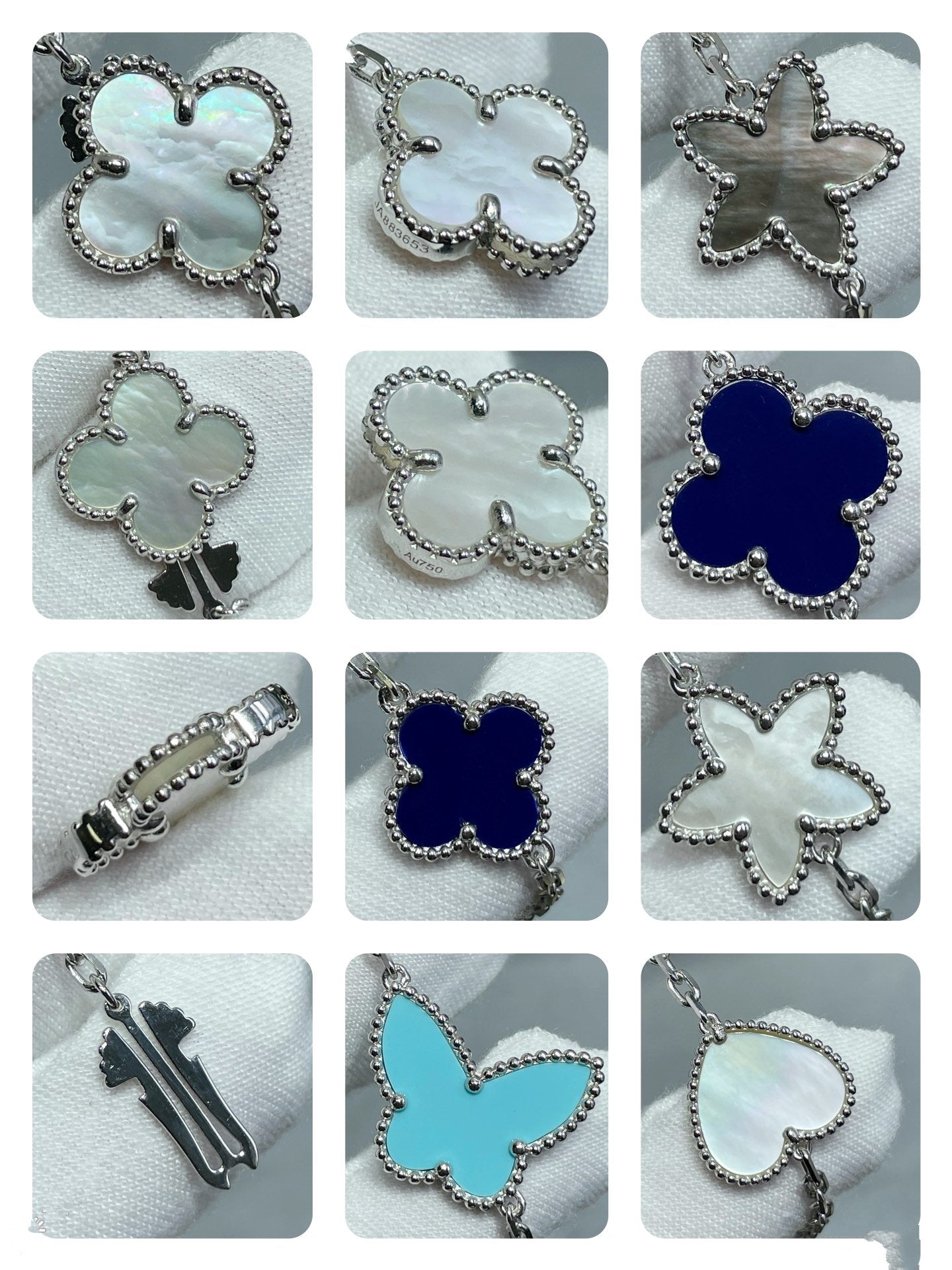 [Select]LUCKY CLOVER SILVER 11 MOTIF NECKLACE