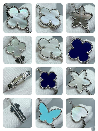 [Select]LUCKY CLOVER SILVER 11 MOTIF NECKLACE
