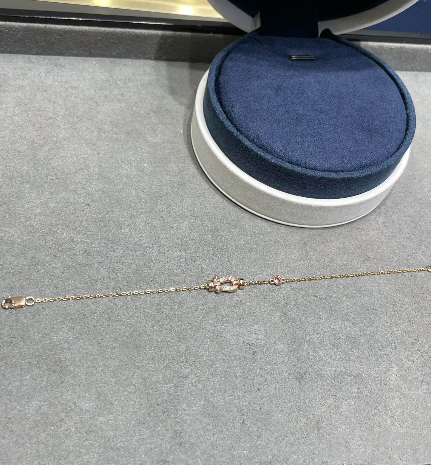 [Select]FORCE 10 DIAMOND CHAIN LINK PINK GOLD BRACELET