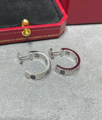 [Select]LOVE CERAMIC DIAMOND PAVED SILVER EARRINGS