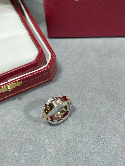[Select]LOVE PINK GOLD SILVER DIAMOND DOUBLE RING