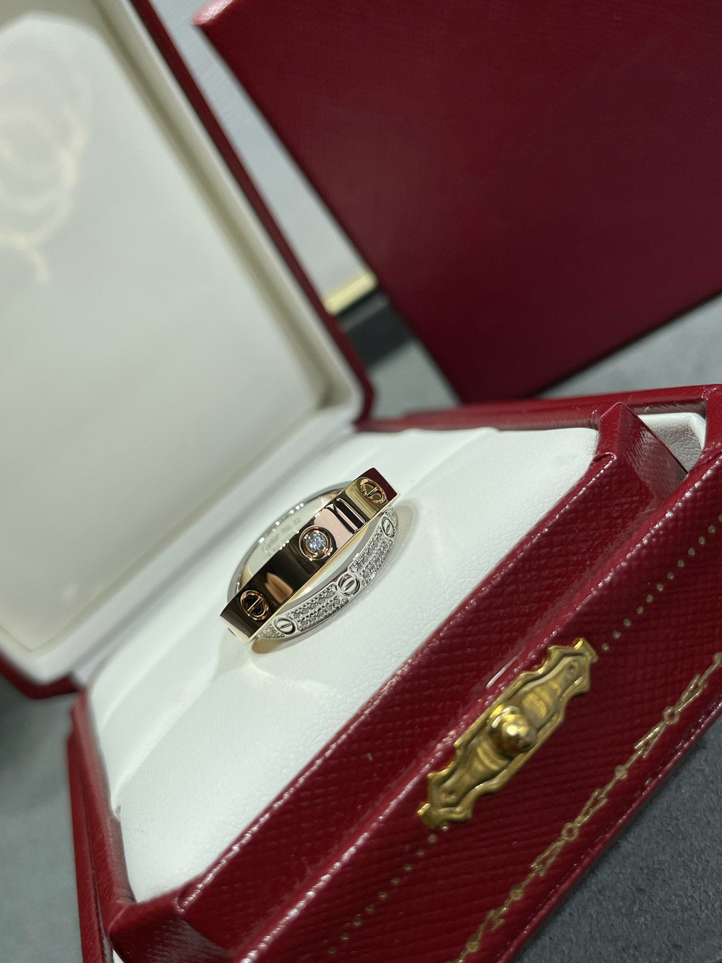 [Select]LOVE PINK GOLD SILVER DIAMOND DOUBLE RING