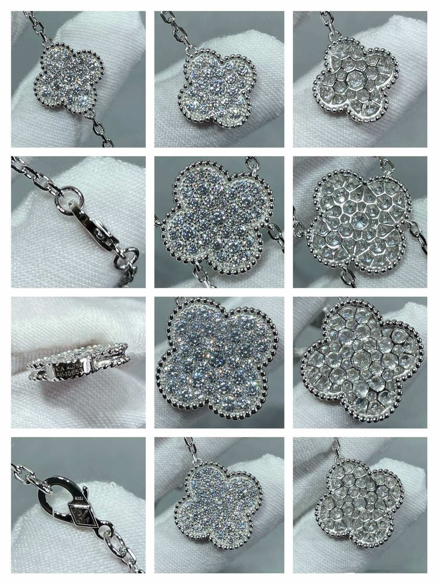 [Select]CLOVER 6 MOTIF DIAMOND PAVED NECKLACE