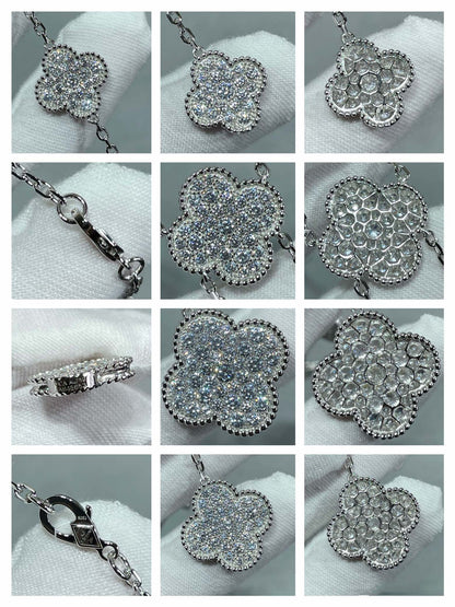 [Select]CLOVER 6 MOTIF DIAMOND PAVED NECKLACE