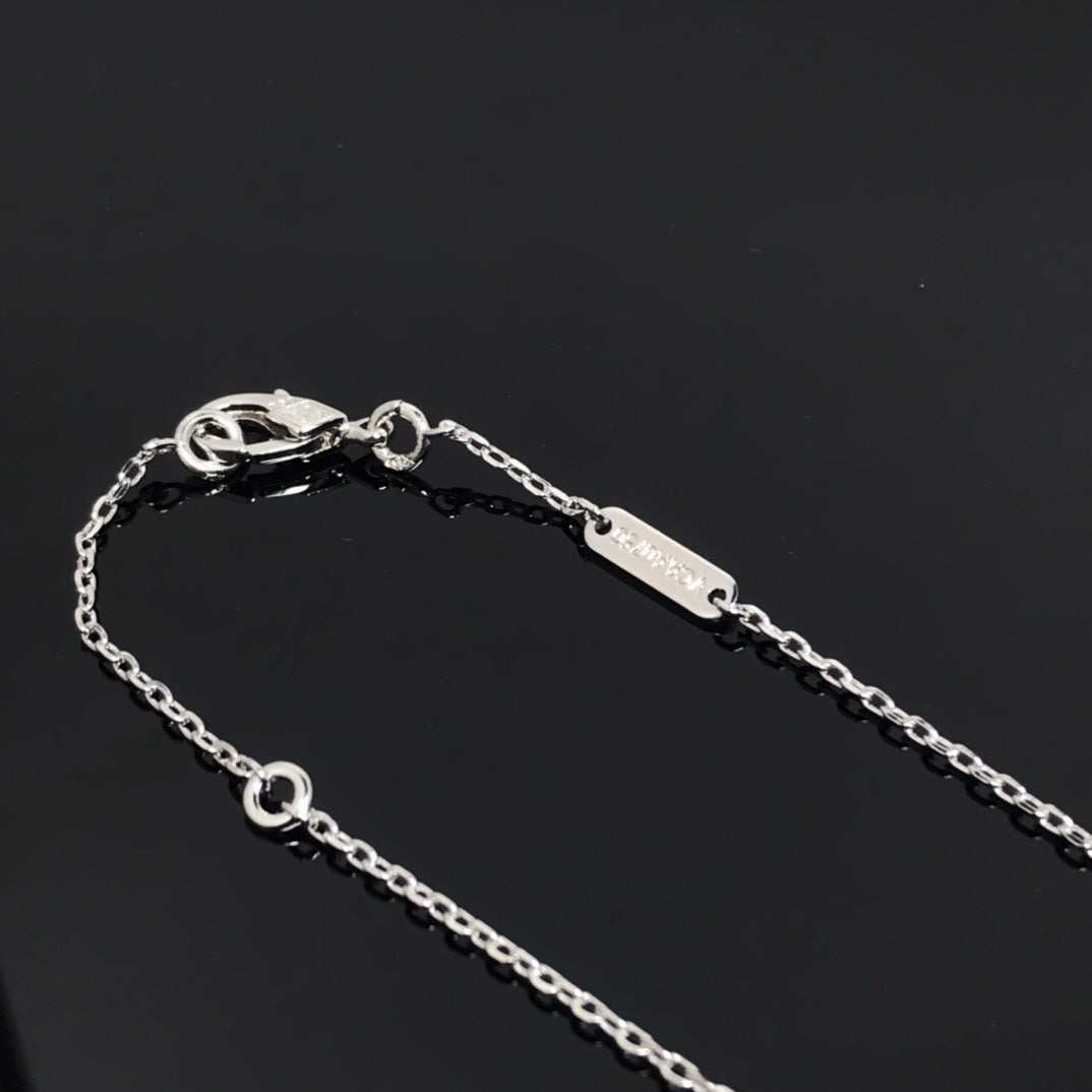 [Select]CLOVER PIETERSITE SILVER LONG NECKLACE