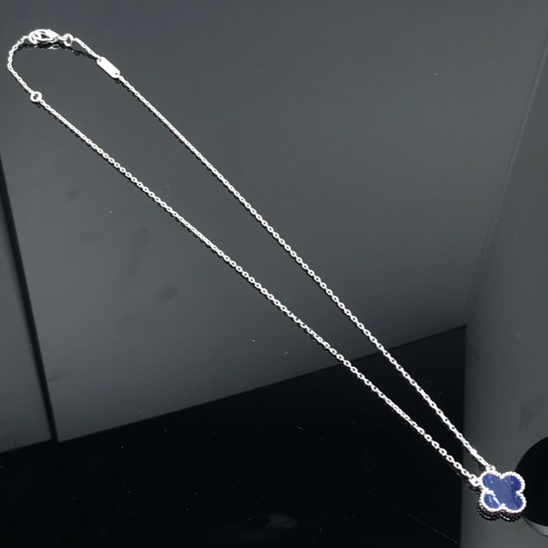 [Select]CLOVER PIETERSITE SILVER LONG NECKLACE