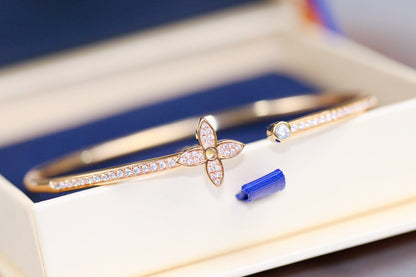[Select]IDYLLE PINK GOLD OPEN BRACELET DIAMOND PAVED
