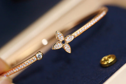 [Select]IDYLLE PINK GOLD OPEN BRACELET DIAMOND PAVED