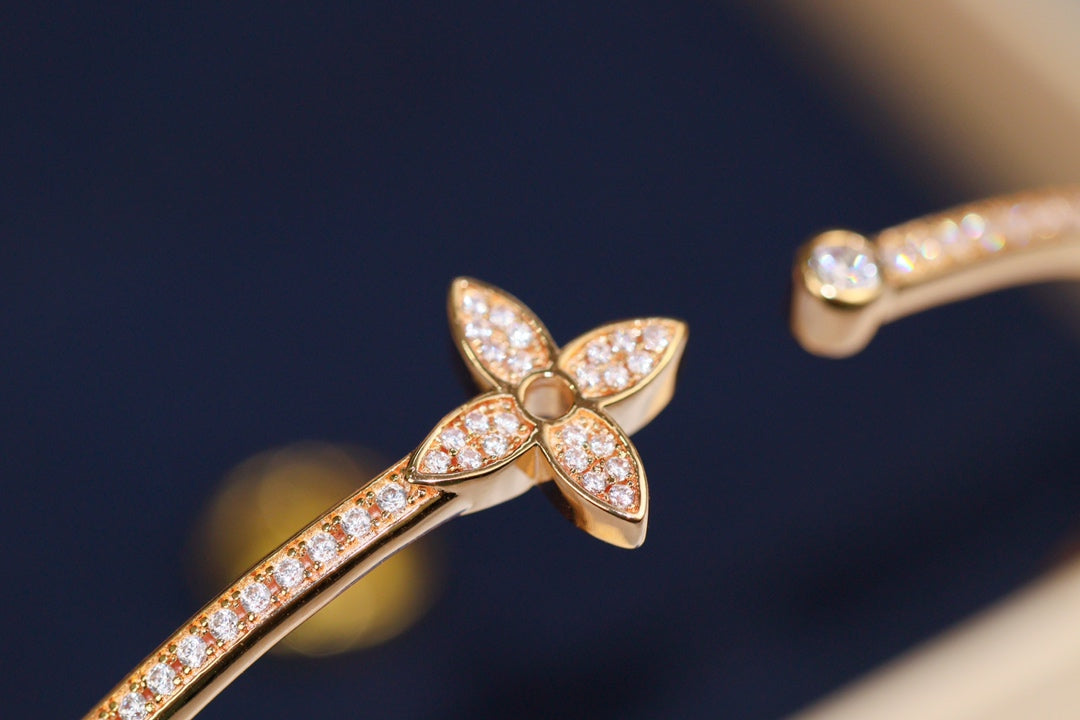 [Select]IDYLLE PINK GOLD OPEN BRACELET DIAMOND PAVED