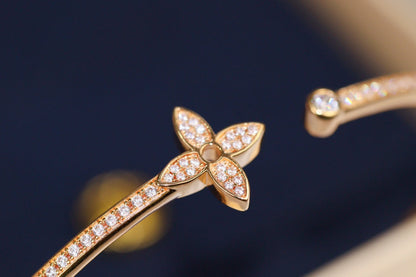 [Select]IDYLLE PINK GOLD OPEN BRACELET DIAMOND PAVED